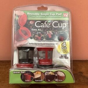 Reusable Single Cup Pod Red and Black 4 Pack AS SEEN ON TV Coffee, Tea, Espresso